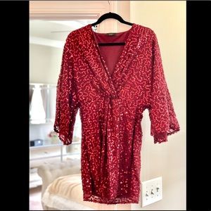 Vici Doll Red Sequin Mini Wrap Dress Medium